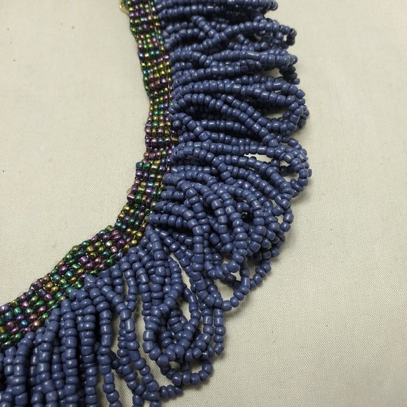 Signature Cleopatra style Lapis Lazuli/cobalt blue seed bead choker necklace - Picture 4 of 4